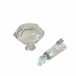 Vintage Clear Crystal Decanter 3” Stoppers Mixed Set of 2